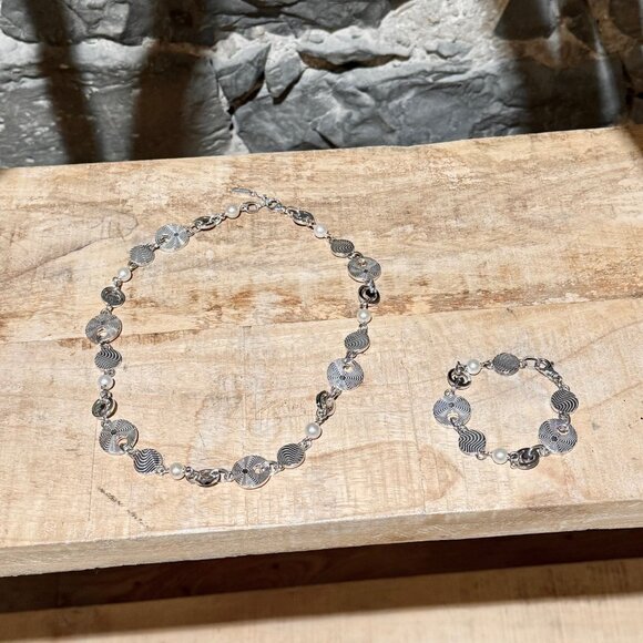 Montblanc Star Collection Sterling Silver Pearls Necklace & Bracelet Set - Picture 2 of 12